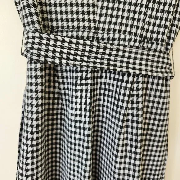 Calvin Klein Black & White Gingham Checkered Sleeveless Jumpsuit Fall Work - Picture 9 of 14